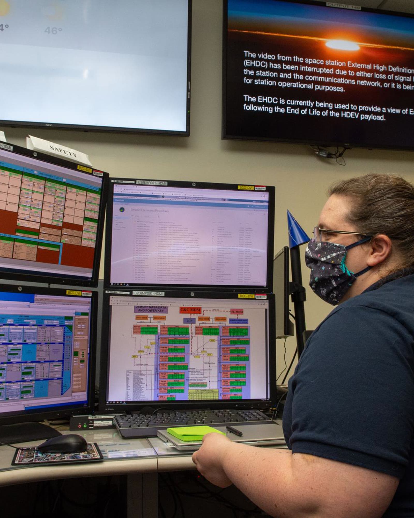 Flight controllers supporting International Space Station operations.